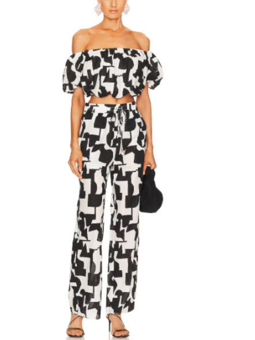Milly Cabana Black White (Item-7004) Cabana Mason Modern Geometric Top Pants S